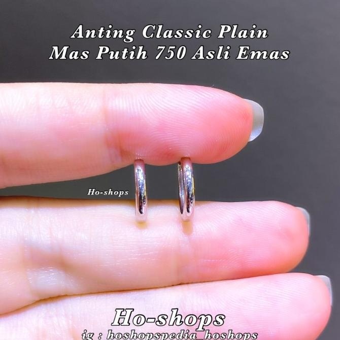 TERBARU ANTING PLAIN / POLOS MAS PUTIH KADAR 750 ASLI EMAS 