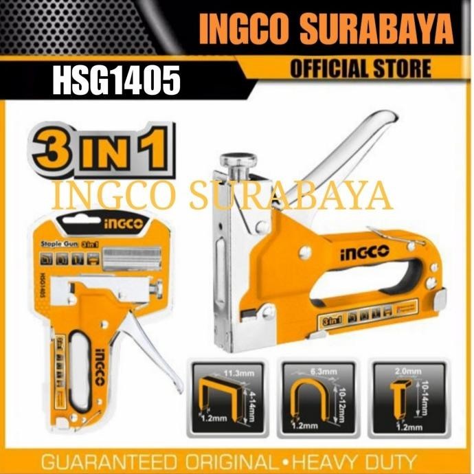 

TERMURAH - INGCO HSG1405 STAPLE GUN STAPLES TEMBAK JOK 3 IN 1 STEPLES STAPLER