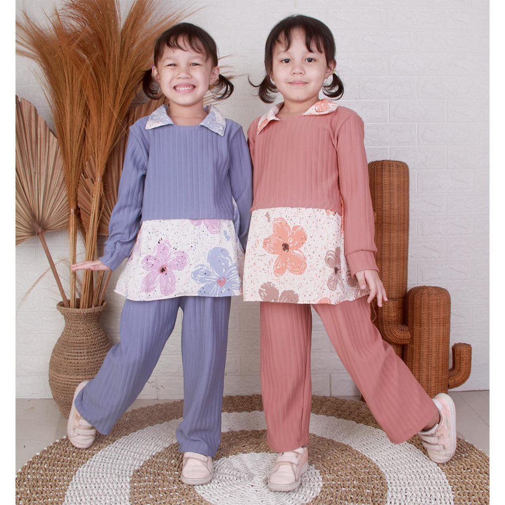 Setelan Anak Perempuan 2023 4 5 Thn  12 Tahun Setcell 9Tahun Kaos Harian Kids 3In1 Rok Bawahan Atasa