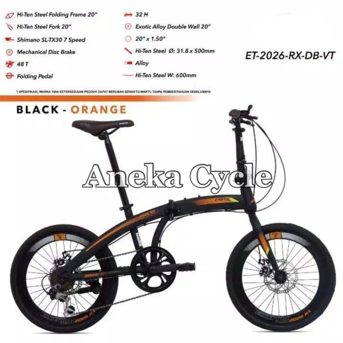[Original] Sepeda Lipat Exotic 20 Inch 2026 Rx Db Vt Shimano 7 Speed Berkualitas