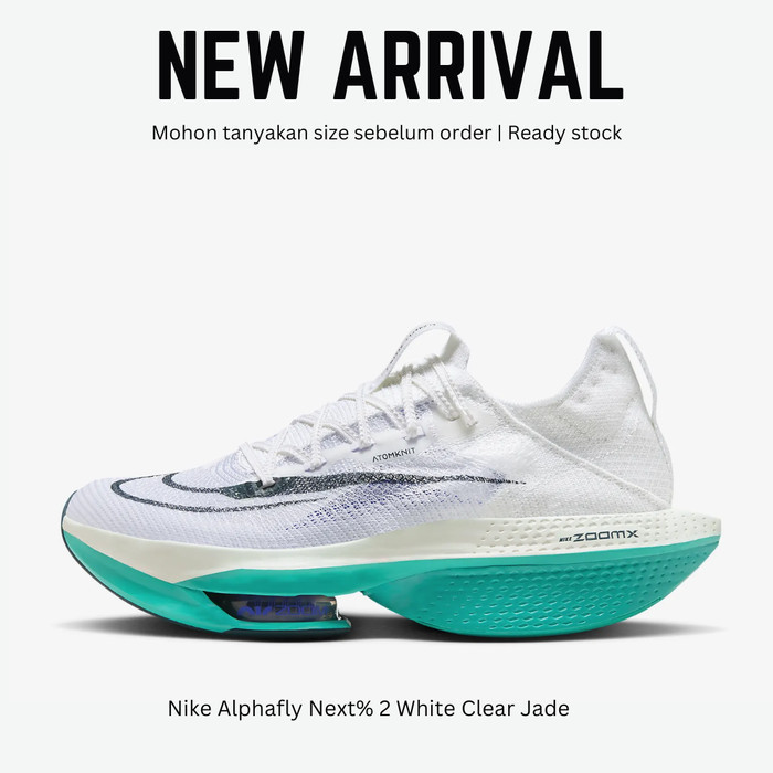 ✅New Nike Alphafly Next 2 White Clear Jade  Sepatu Lari Wanita Original Terbatas