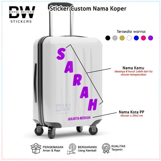 

Flash Sale Sticker Custom Nama Untuk Koper Hardcase Umrah dan Traveling Anti Air !!