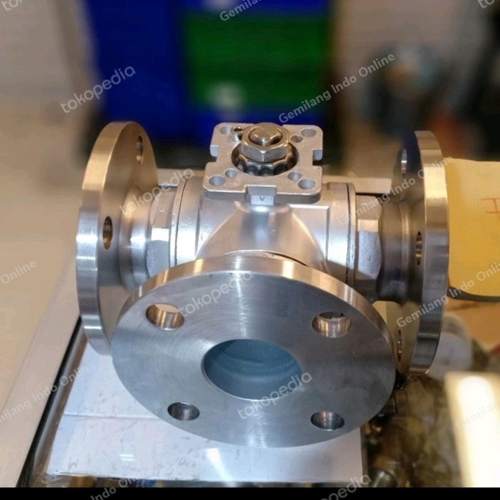 ✨Baru Three Way Ball Valve 1 Inch Dn25 Flange Pn 16 Stainless Sus 304 Limited