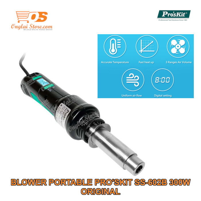 ✨New Ori Blower Solder Uap Portable Proskit Ss-602B 300W Heat Air Gun Soldering Berkualitas