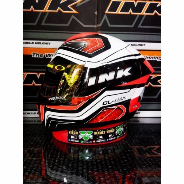 [Ori] Ink Helm Cl Max #5 Red Fluo Paket Ganteng Visor Iridium Dan Spoiler Diskon