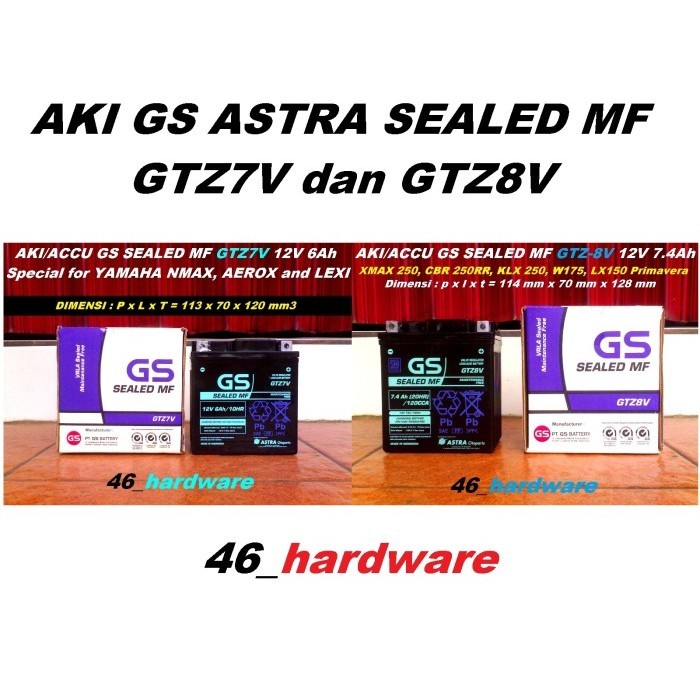 [Ori] Aki Gs Astra Sealed Mf Gtz7V Nmax Aerox Lexi  Gtz8V Vespa Xmax W175 Diskon