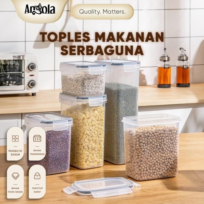 Bagus Angola Toples Makanan Bening E60-E62 Wadah Penyimpanan Multifungsi Gratis Ongkir