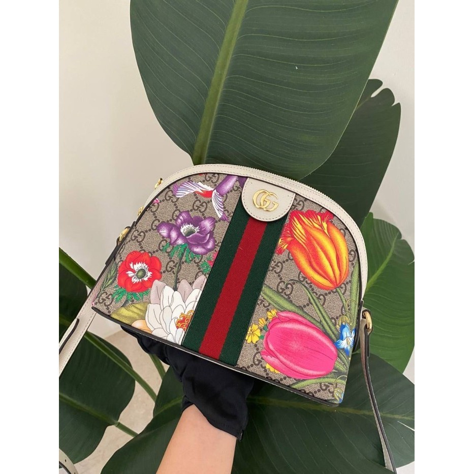 ✅New Tas Gucci Ophidia Dome Gg Supreme Floral Purse Cross Body Bag Asli Ori Berkualitas