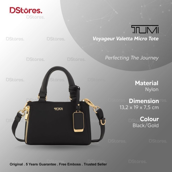 ✅New Tum I Voyageur Valetta Micro Tote - Black/Gold Terbatas