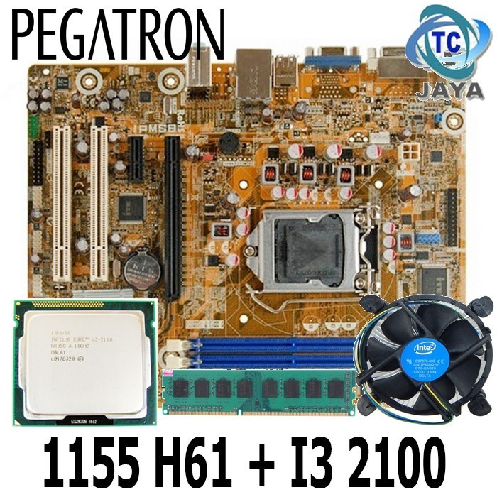 Paketan Mobo / motherboard LENGKAP Intel LGA 1155 H61 + i3 2100 + RAM