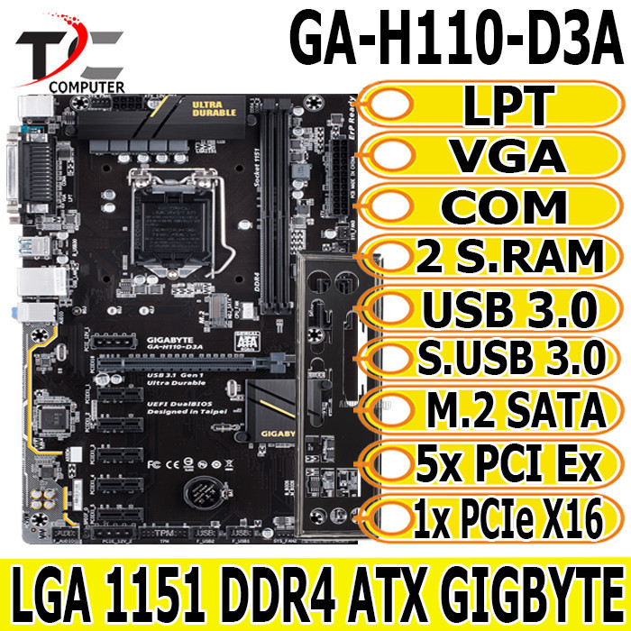 Motherboard Mobo H110 ATX Onboard LGA 1151 DDR4