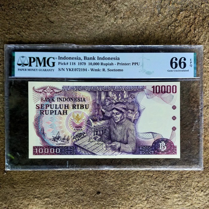 [New] Uang Kuno 10000 Rupiah 1979 Gamelan Pmg 66 Epq Ready Diskon