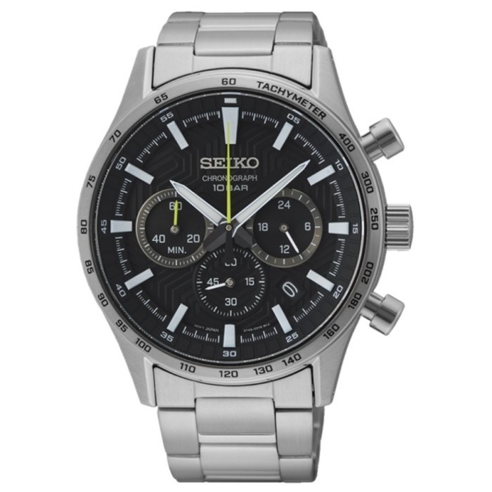 ✅New Seiko Man Chronograph Ssb413P1 Quartz Sapphire Black Dial Ssb413 Terbaru