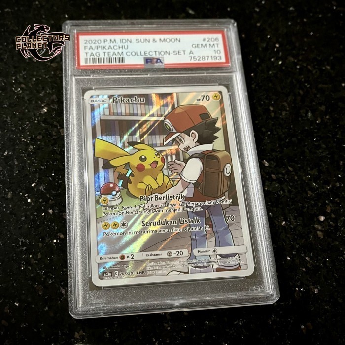 ✅Baru Pikachu Chr Psa 10 Tag Team Gx Set A / Pikachu Full Art Limited