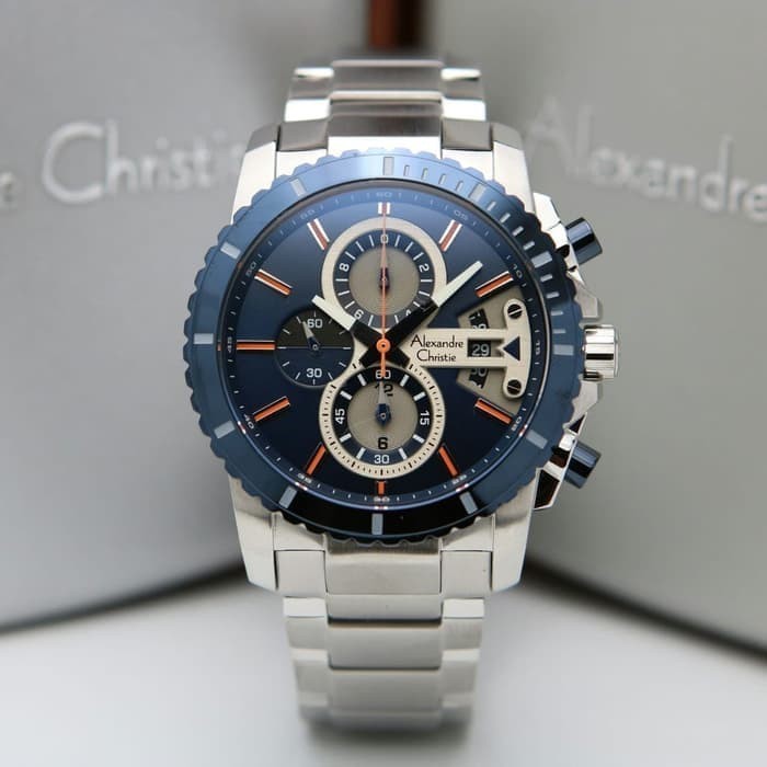 ✅New Alexandre Christie 6532Mc / Ac6532 Silver Blue Original  Garansi Terbaru
