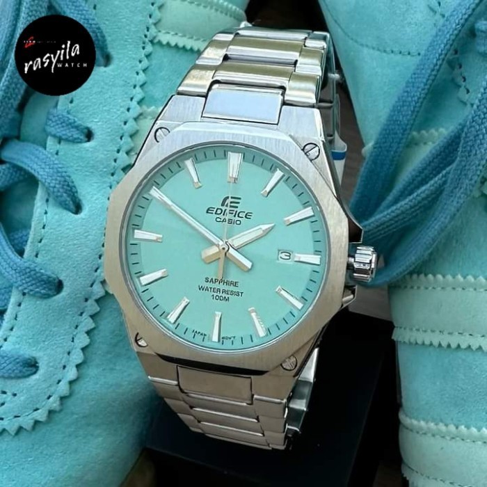 ✅New Casio Edifice Efr-S108D / Efrs108D - 2Bvudf / Efr-S108 Silver Turqis Terbatas