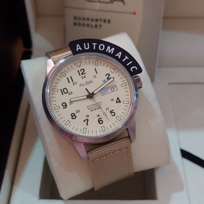 ✅New Ori Jam Tangan Pria Alba Al4221X1 Al4221 Automatic Kanvas Original Berkualitas