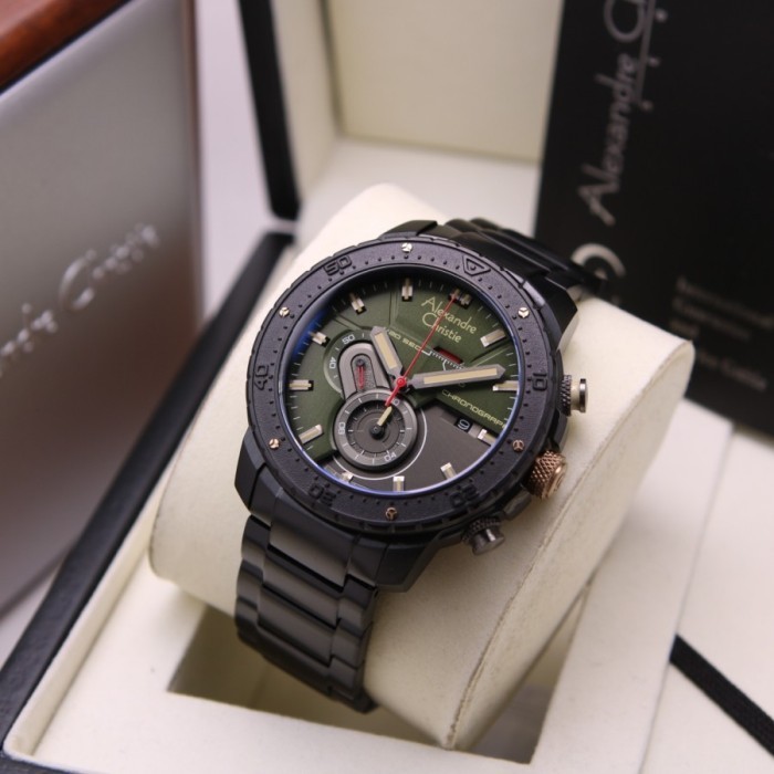 ✅New Ori Jam Tangan Pria Alexandre Christie Ac 6627 Ac6627 Black Green Original Terbaru