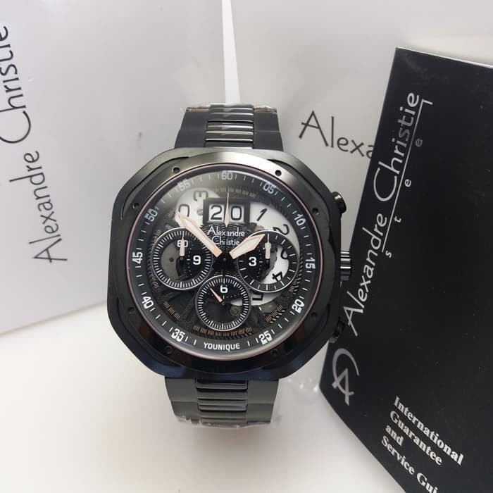 ✅New Jam Tangan Pria Alexandre Christie Original Ac 6468 Mc Full Black Terbaru