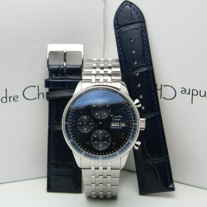 ✅New Alexandre Christie Pria Ac6492 / Ac 6492 Silver Blue Paket Original Berkualitas