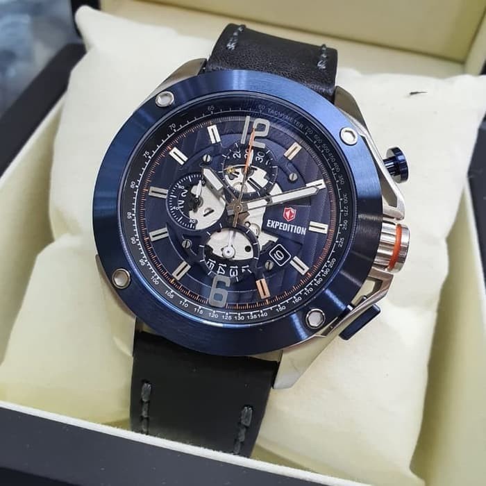 ✅New Ori Jam Tangan Pria Expedition E6697 / E 6697 Blue Silver Garansi 1 Tahun Diskon