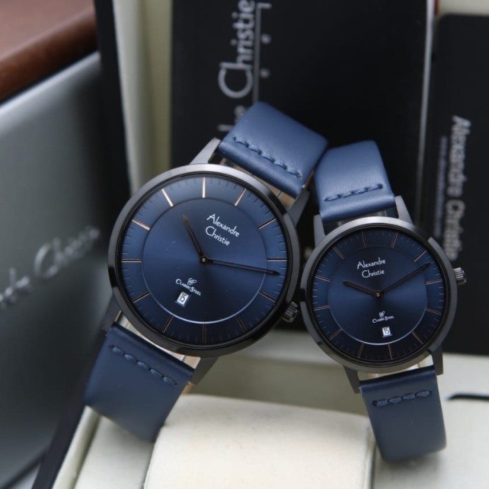 ✅Original Alexandre Christie Couple Ac8639 / Ac 8639 Black Blue Original Terbatas