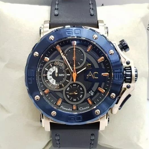 ✅Original Jam Tangan Pria Alexander Cristie Ac9205 Rosegold Soft Blue Original Terbaru