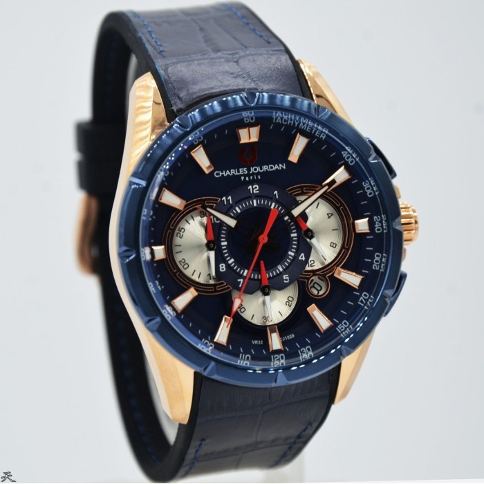 ✅Original Charles Jourdan Cj1029-1582C - Jam Tangan Pria Kulit Original - Blue Diskon