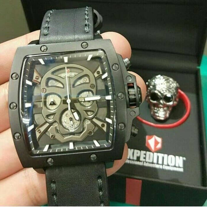✅New Ori Jam Tangan Pria Original Expedition E6688 Skull Black Terbatas
