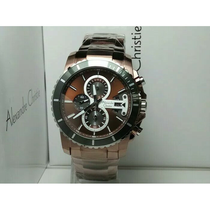 ✅Original Jam Tangan Pria Alexander Cristie Ac 6455 Cowok Brown Original Limited