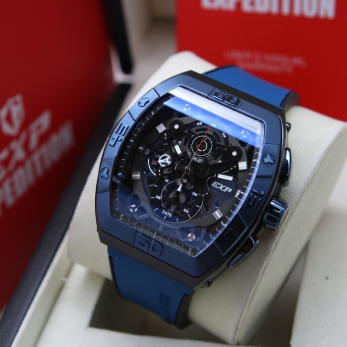 ✅Original Jam Tangan Pria Expedition Exp 6800 E6800 Black Blue Rubber Original Berkualitas