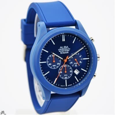 ✅Original Jam Tangan Pria Alba At3G29X1-At3G25X1 Rubber Karet Biru Original Mur Berkualitas