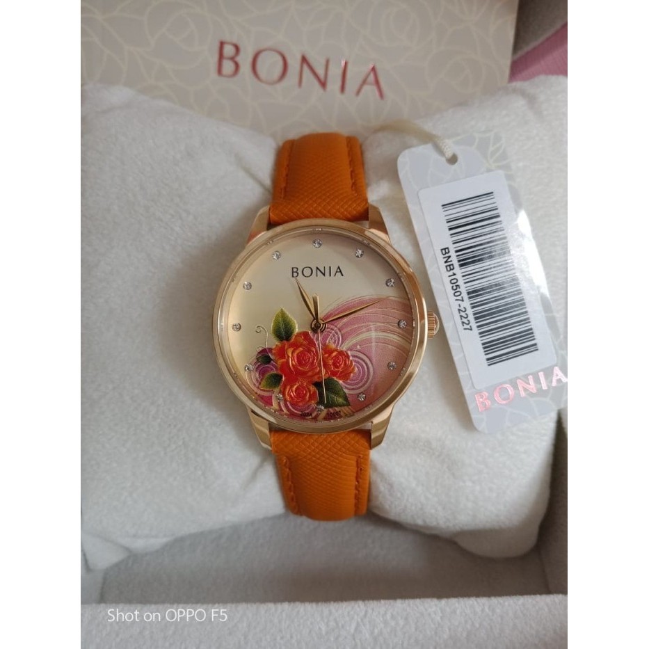 ✅Termurah Jam Tangan Wanita Bonia Bnb10507-2227 Leather Strap Orange Original Limited