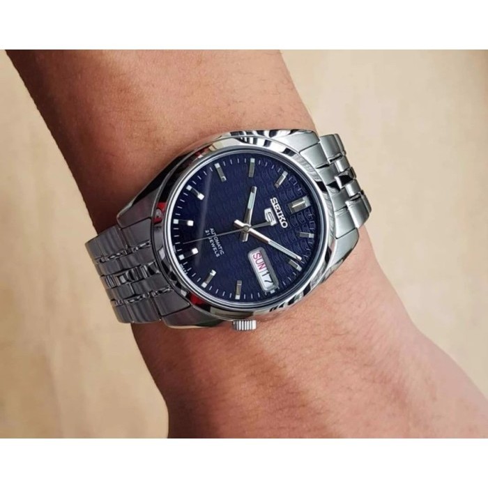 ✅Sale Seiko 5 Automatic Rantai Pria Snk357 / Snk357K1 Silver Blue Original Terbatas