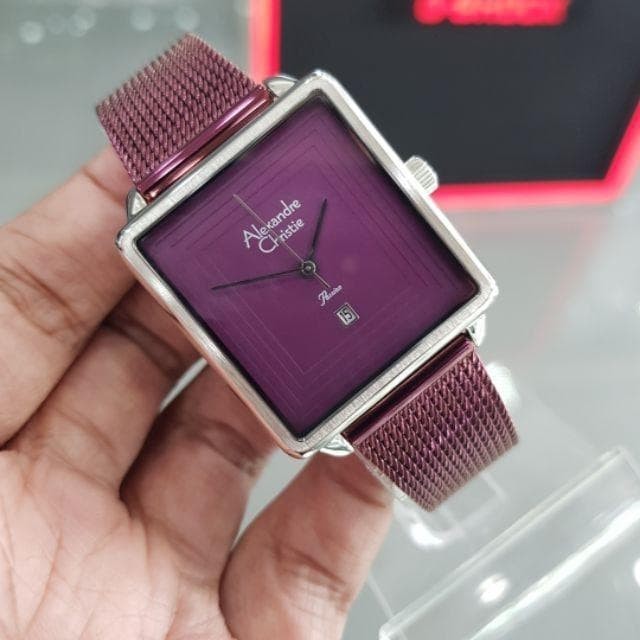 ✅Termurah Jam Tangan Wanita Alexandre Christie Original Ac2851 Purple Silver Terbatas