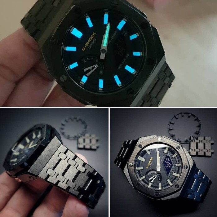 ✅Ori Casio G Shock Mods Ga2100 Stainless Rantai Diskon