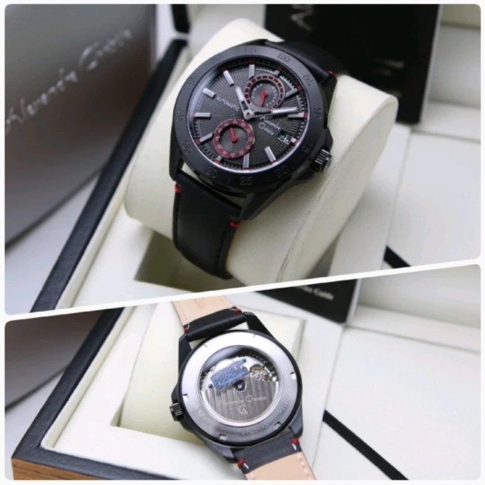 ✅Ori Alexandre Christie Ac 3045 Black Red Automatic Ac3045 Pria OriLeather Berkualitas