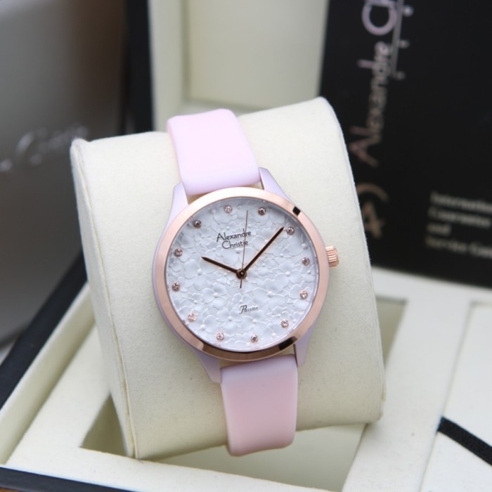 ✨Baru Alexandre Christie 2A03 Lh Rosegold Pink White Wanita Original Garansi Terbatas