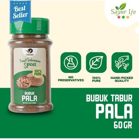 

Termurah Emaku Bubuk Pala 60 Gram Nutmeg Powder Bumbu Rempah Masak Instant