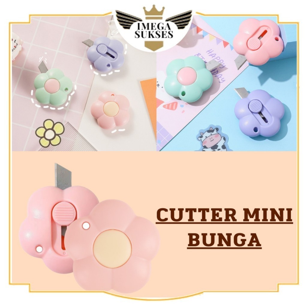 

PHG - Cutter Mini Portable Bentuk Bunga Pemotong Kertas Cutter Lucu Bentuk Flower Warna Pastel Untuk Unboxing Paket