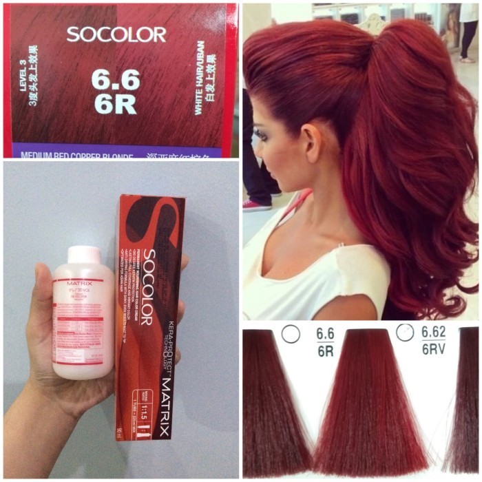 Matrix SoColor 6.6 6R Light Red Brown Hair Dye Cat Rambut Merah Maroon