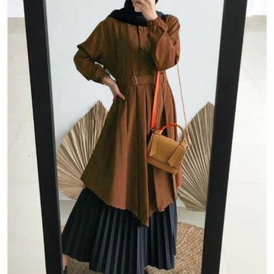 Tunik Murah Remaja Wanita Muslim Kekinian Syari Polos Dzuvia Neda Muda Stok Terbatas