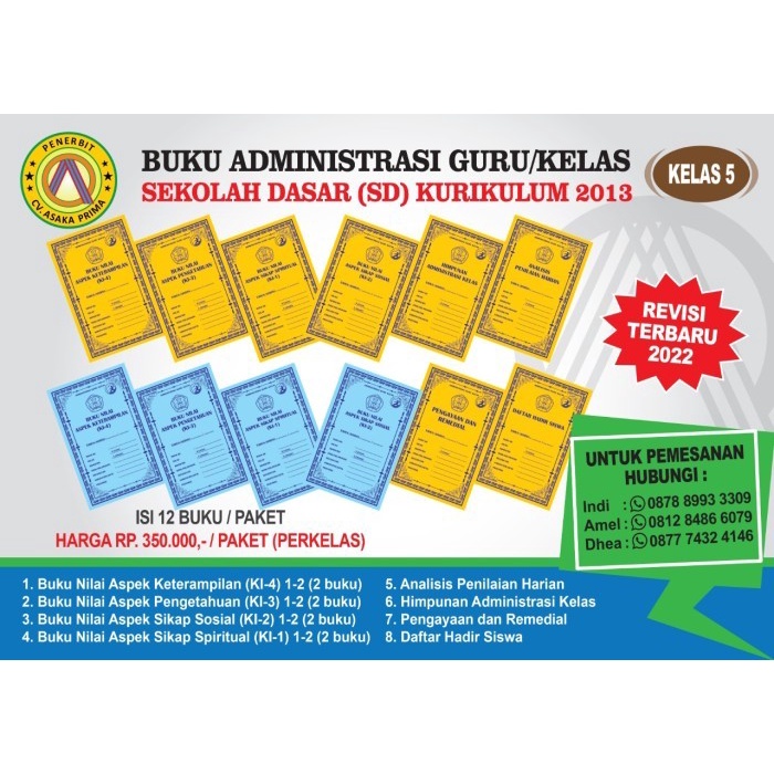 [COD] Buku Administrasi Guru/Kelas Sd Kelas 5 Tahun 2022 K13 Berkualitas