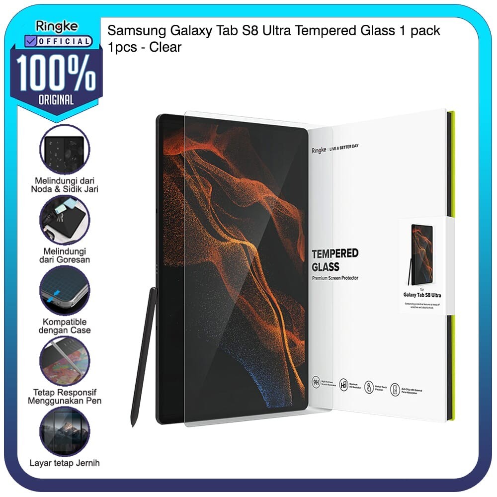 Ringke Galaxy Tab S8 Ultra Tempered Glass 1 pack Full Cover Anti Gores