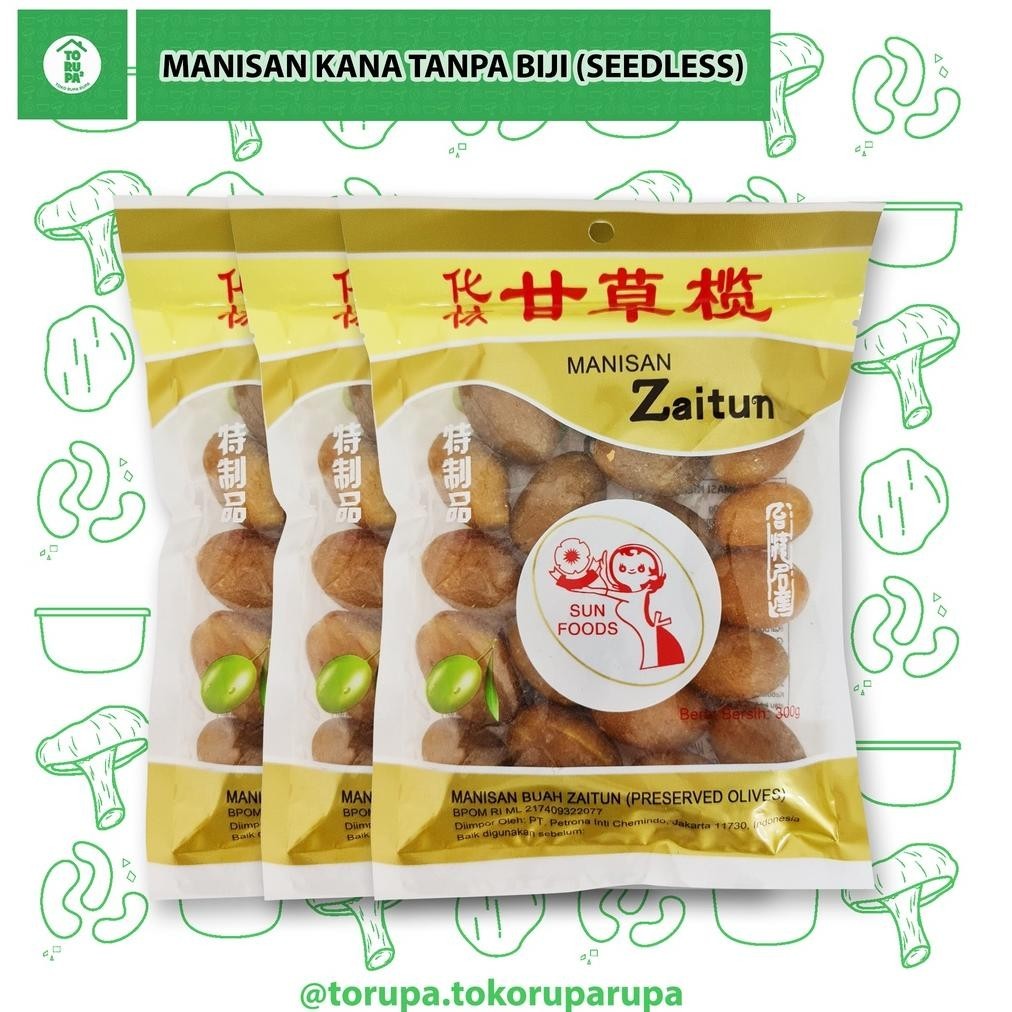 

TRE Manisan Buah Kana Buah Zaitun Tanpa Biji 300g Kam Cau Lam Seedless Clove Olive Snack Imlek TERLARIS