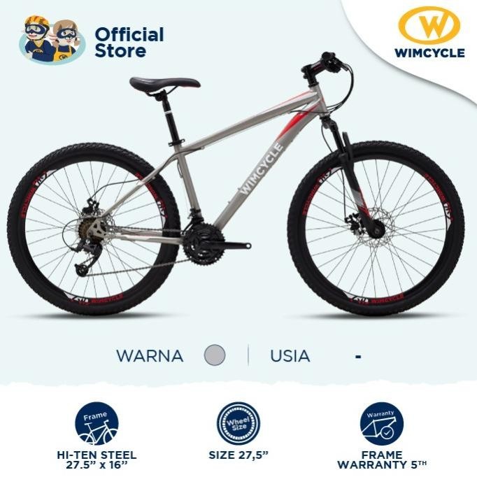 Wimcycle Sepeda Gunung MTB Falcon 27.5 - Abu-abu
