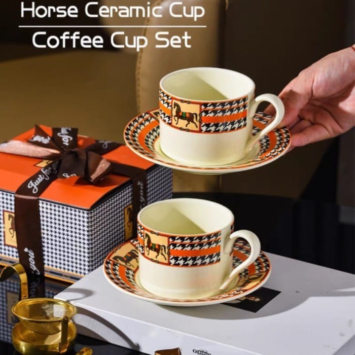 GELAS KERAMIK SET / CANGKIR KERAMIK / GELAS MUG KERAMIK HORSE / MUG