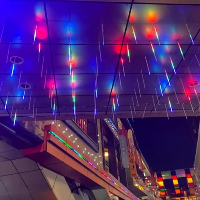 LAMPU METEOR LED 50CM 8 BATANG LAMPU HIAS HUJAN METEOR JATUH RGB