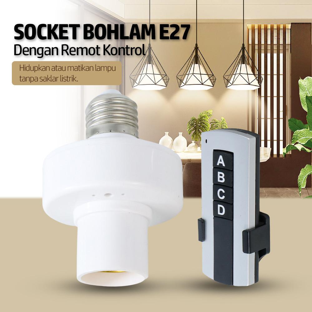 Fitting Lampu Bohlam dengan Remot Kontrol 220V E27 / Fitting Lampu Remote Control Wireless 220V Sock