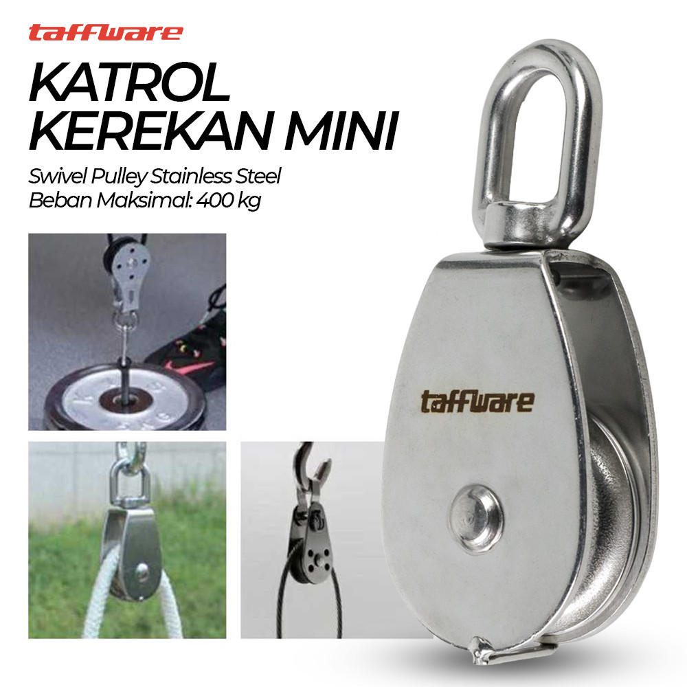 Katrol Kerekan Mini Serbaguna Swivel Pulley Stainless Steel m50 / Katrol Mini Tahan Hingga 400 KG / 